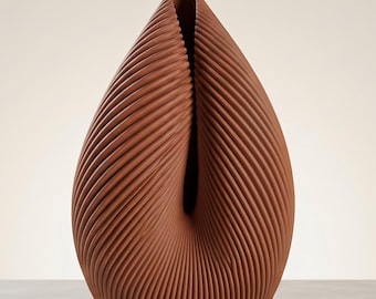Skulpturale Vase mit Rillen, 3D-Druck Spiral-Design, moderne Deko, Trockenblumen-Halter, 2 Größen, 11 Farben, Geschenk
