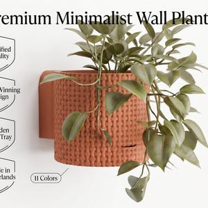 Wandbloempot met Lekbakje, 3D-Geprinte Rattan Wandpot, Matte PLA Hangende Plantenpot, 11 Kleuren, Cadeau voor Plantenliefhebber