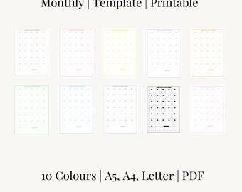 Monthly Tracker Printable Template (A5, A4, Letter Sizes, Portrait)
