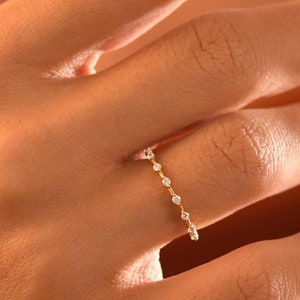 18K Solid Gold Natural Diamond Half Eternity Ring, Basic Diamond Wedding Band, Wedding Band White Gold for Women, Christmas Gift