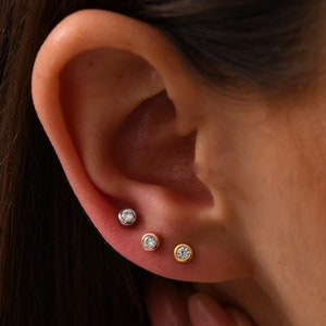 18K Gold Diamond Solitaire Earrings, Diamond Stud Earrings, Diamond Earrings 14K Gold, Gold Stud Earrings, Solitaire Earrings for Women
