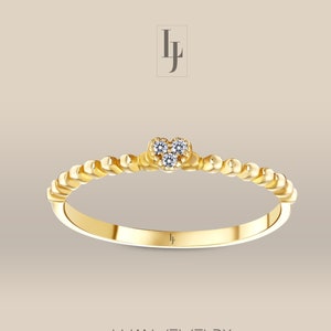 14K / 18K Real Gold Diamond Heart Ring, Natural Diamond Dainty Heart Ring, Promise Ring, Valentine Heart Ring