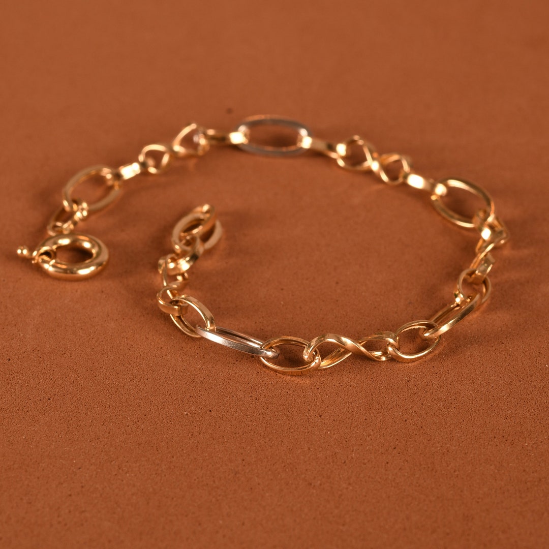 14K Gold Solid Gold Everyday Hollow Bracelet, Everyday Bracelet Real