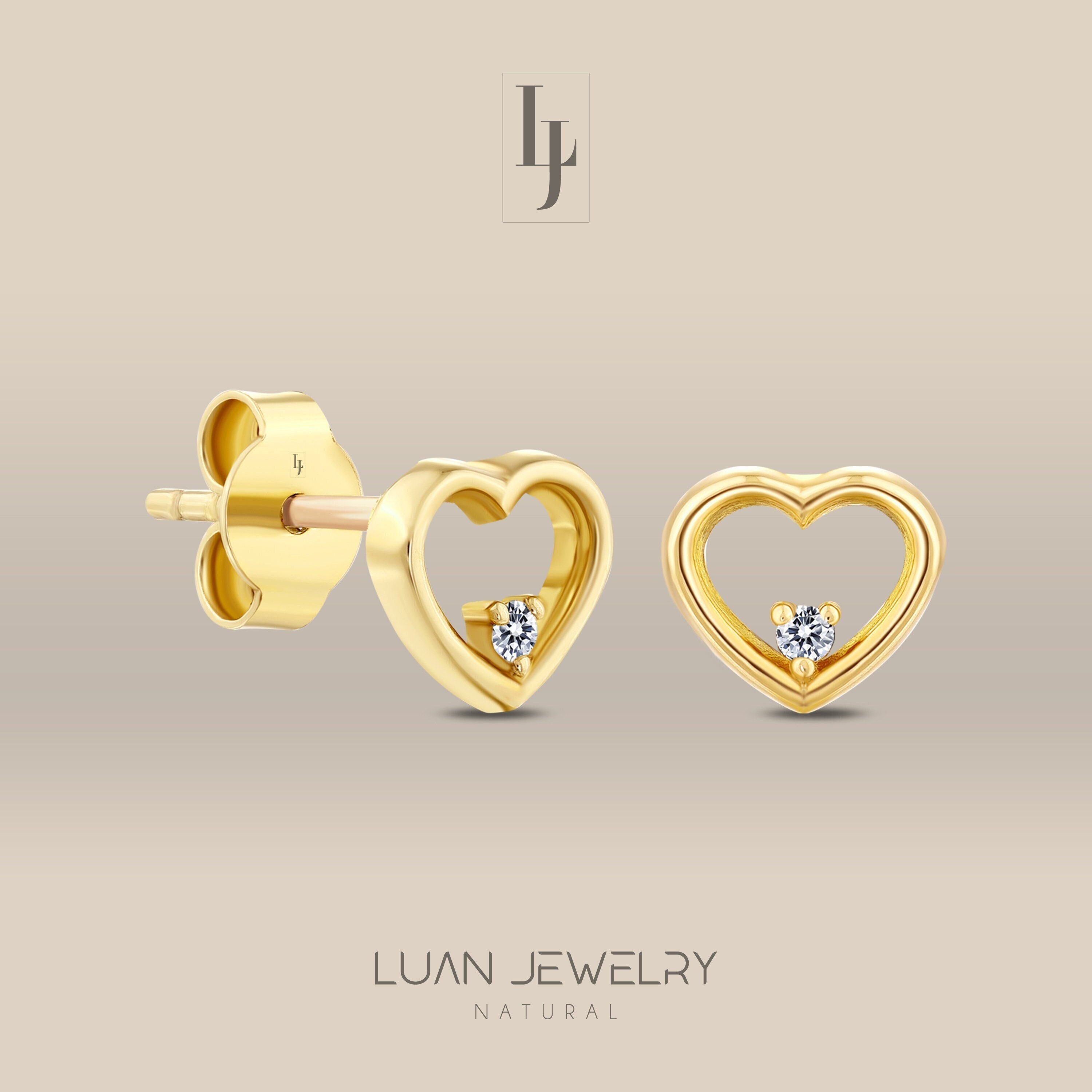 Gold heart deals earrings with diamonds