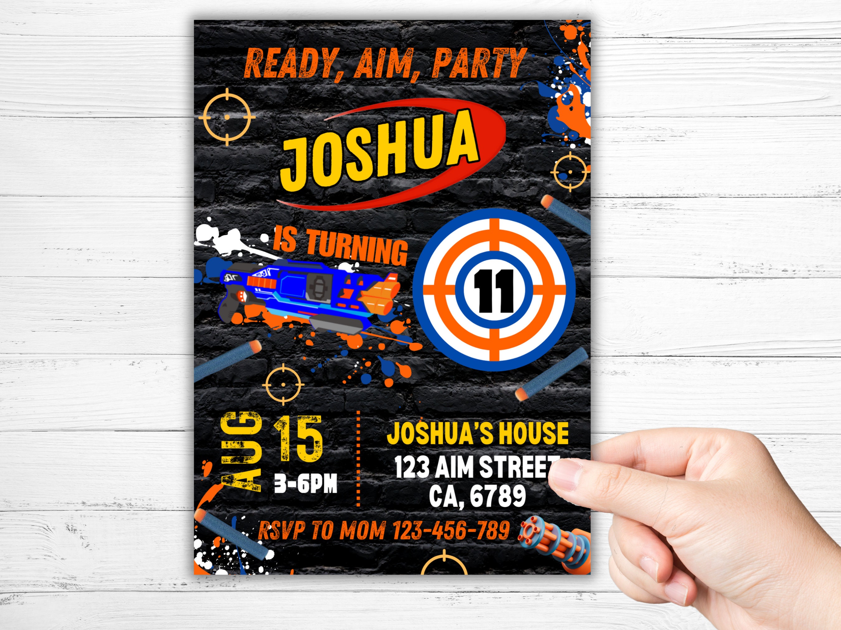 Nerf Birthday Invitation Nerf Invitation Birthday Invite for Etsy