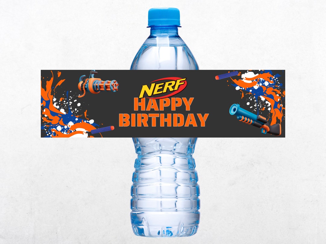 Nerf Water Bottle Labels Birthday Favors Nerf Party Labels Nerf Party ...