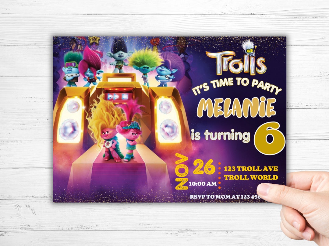Trolls Birthday Invitation Trolls Invitation Birthday Invite for Girls