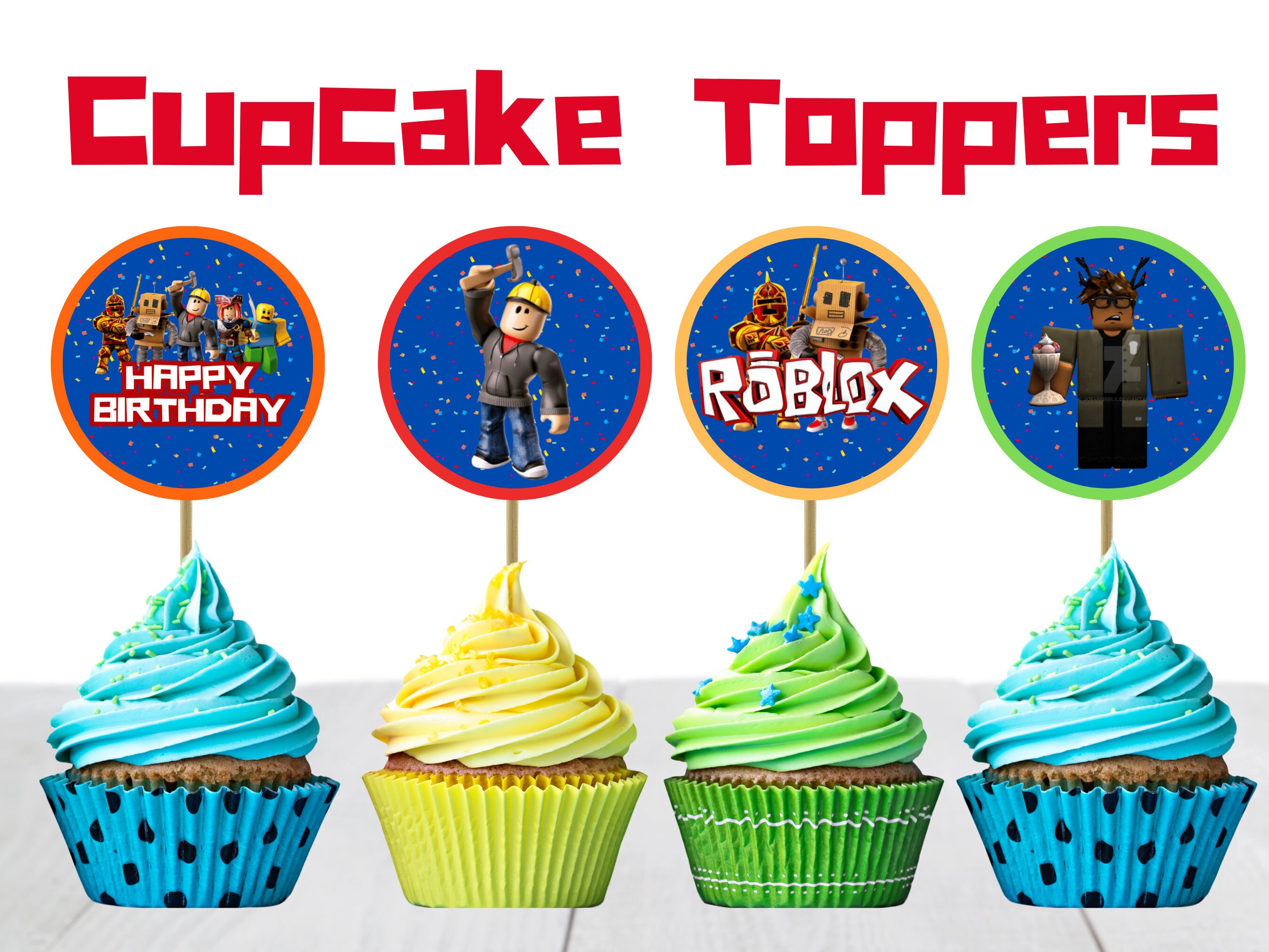 Roblox Topper  Saco do papai noel, Plaquinhas para cupcakes de