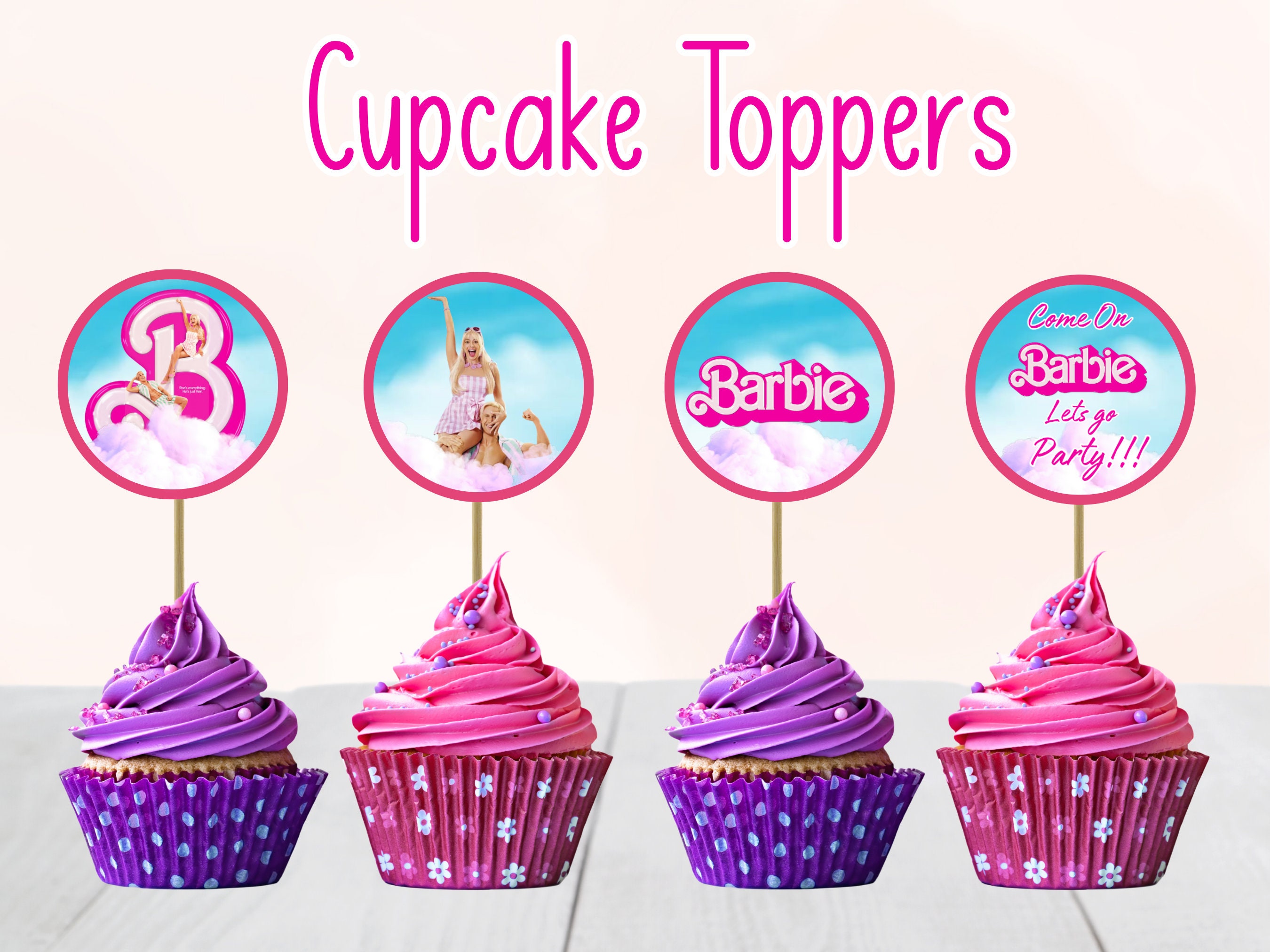 Barbie Cupcake Toppers Birthday Favors Barbie Party Cupcakes - Etsy México