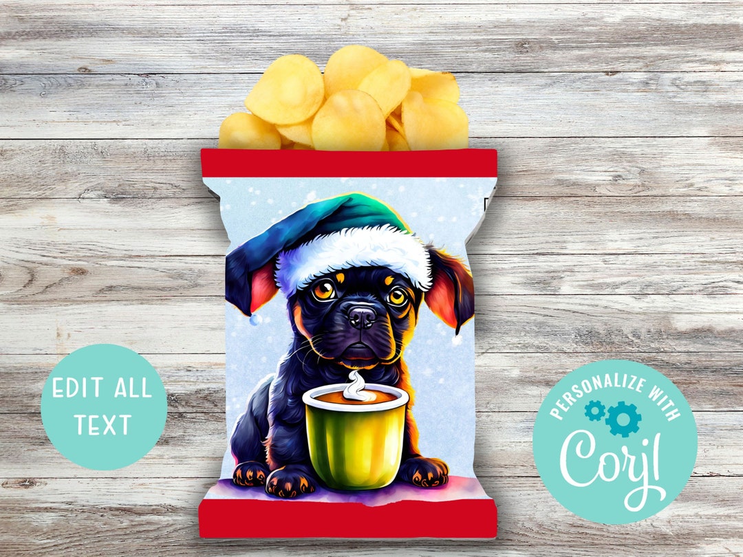 Editable Christmas Chip Bag Wrapper Holiday Chip Bag Wrapper Etsy