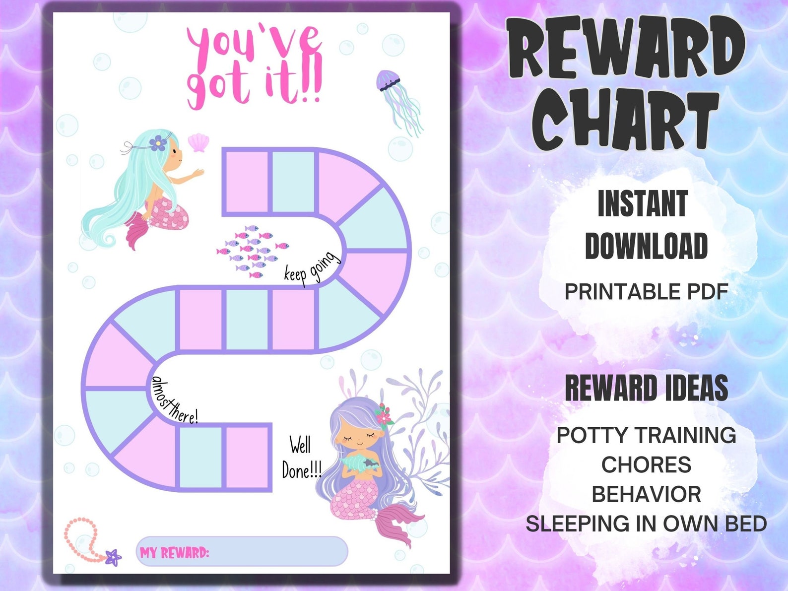 Reward Chart Mermaid Reward Chart for Kids Reward Chart Printable ...