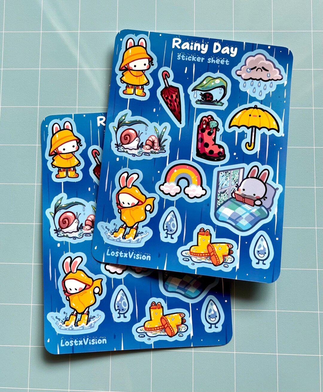 Rainy Day Sticker Sheet | Water Bottle Laptop Sticker | Journaling ...