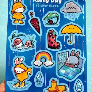 Rainy Day Sticker Sheet | Water Bottle Laptop Sticker | Journaling ...
