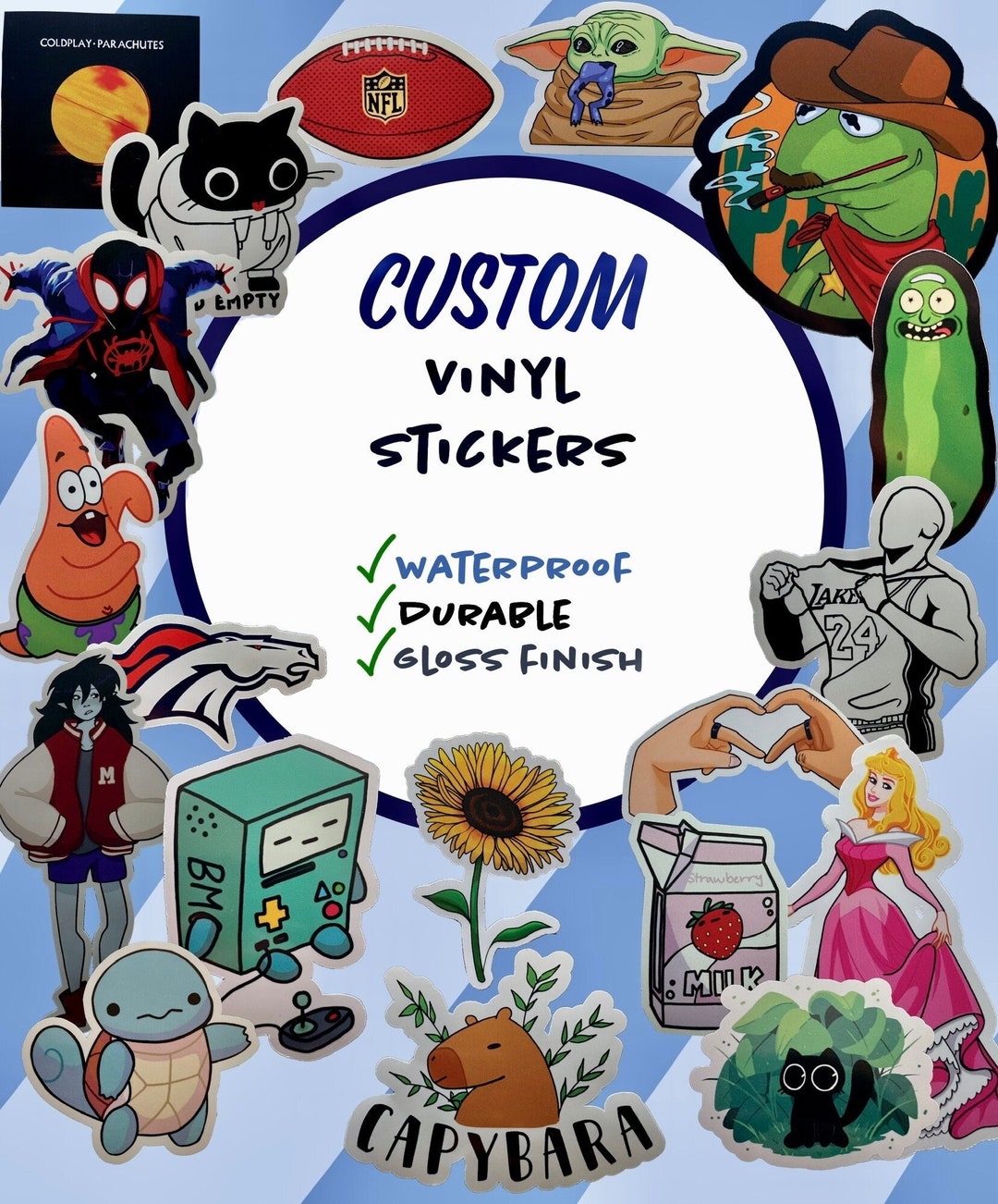 Custom Stickers- Waterproof Vinyl Die Cut Stickers- Logo Stickers- Free ...