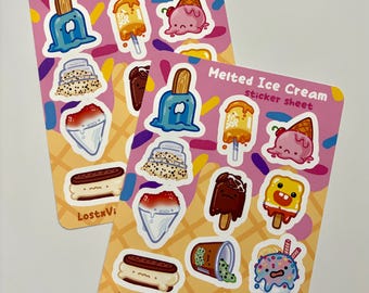 Melted Icecream Sticker Sheet | water bottle laptop sticker | journaling notebook sticker