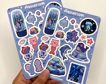 Aquarium Sticker Sheet | water bottle laptop sticker | journaling notebook sticker