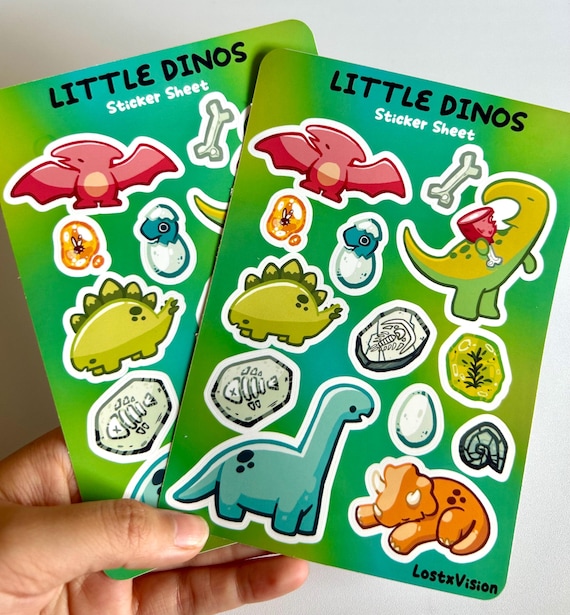 Little Dinos Sticker Sheet | water bottle laptop sticker | journaling notebook sticker