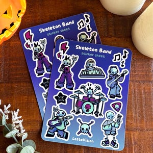 Skelett Band Sticker Bogen | Trinkflasche Laptop Aufkleber | Journaling Notebook Aufkleber