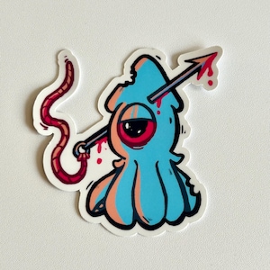 Harpooned Squid sticker | water bottle laptop sticker | journaling notebook sticker