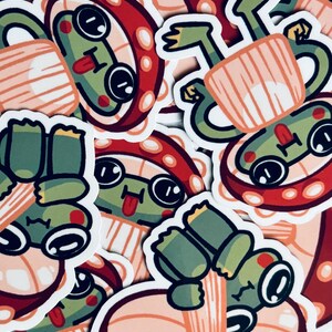 Toadstool frogs sticker duo | water bottle laptop sticker | journaling notebook sticker