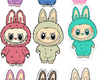 UV-DTF Labubu Bunny Sticker - Waterproof and Press-On Vinyl Decal - Kawaii Wall Sticker
