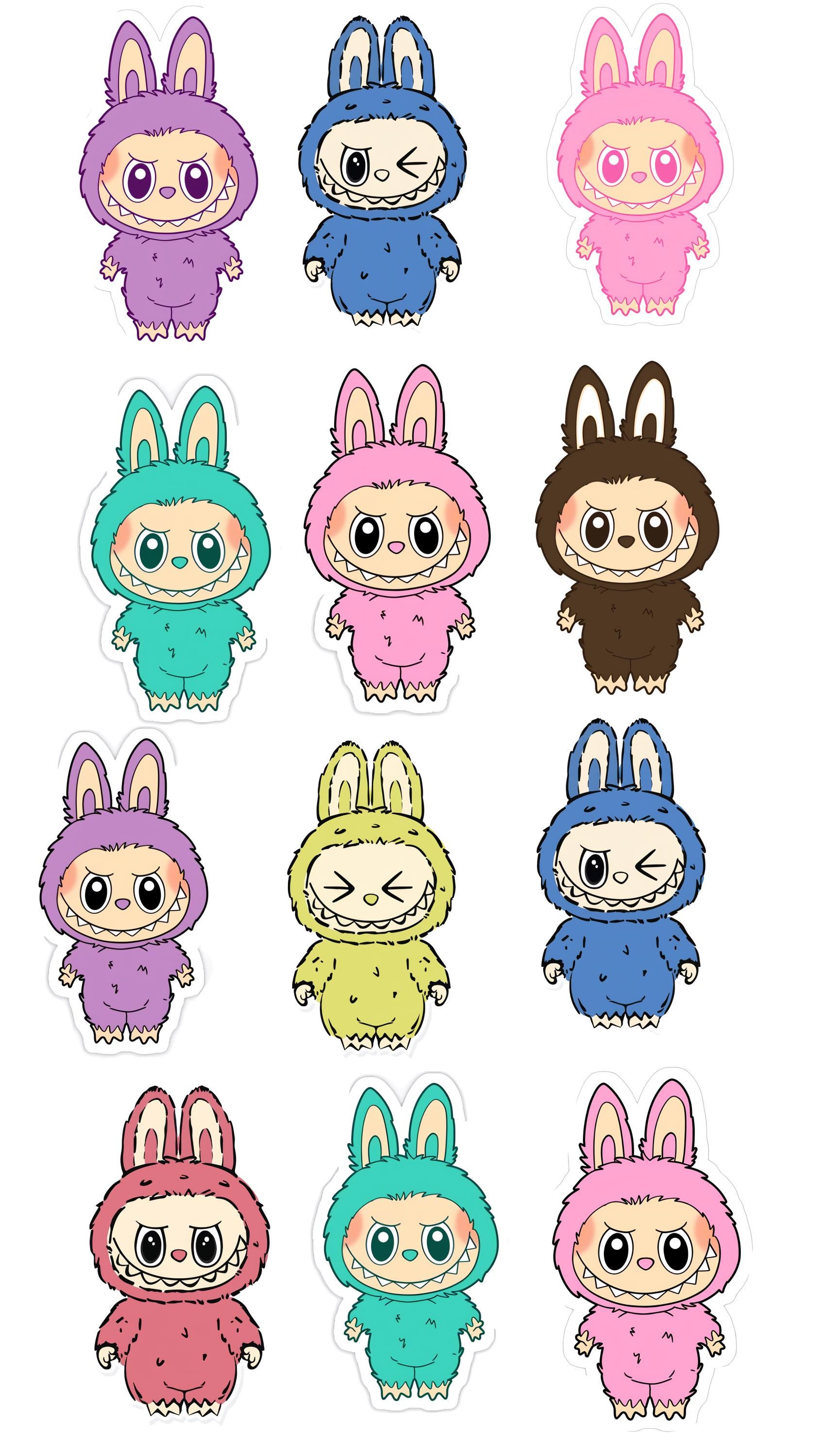 Labubu Stickers | Cute Pop Mart Vinyl Stickers | Kawaii Character Waterproof Sticker Pack | Collectible Stickers for Journaling & Laptop