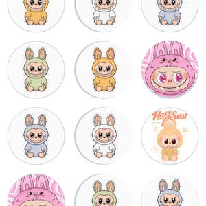 Labubu have a seat Stickers,Cute Pop Mart Vinyl Stickers,Kawaii Character Waterproof Sticker Pack,Collectible Stickers for Journaling,Laptop