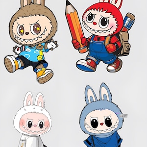 Labubu Stickers | Cute Pop Mart Vinyl Stickers | Kawaii Character Waterproof Sticker Pack | Collectible Stickers for Journaling & Laptop