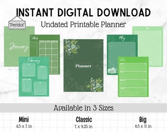 Descarga digital - Planificador imprimible horizontal sin fecha - Peridot