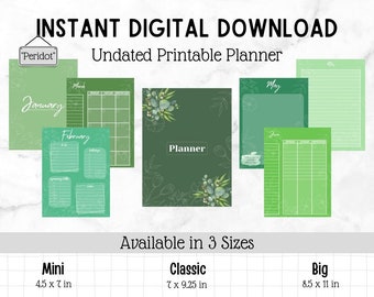 Descarga digital - Planificador imprimible vertical sin fecha - Peridoto