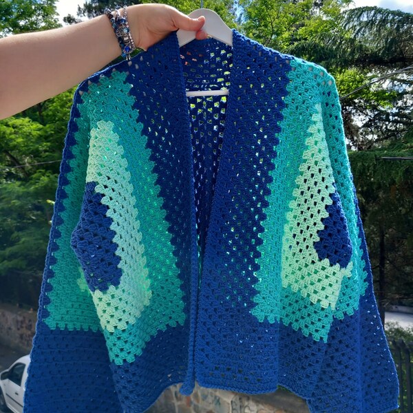 Crochet Granny Hexagon Woman Cardigan Pattern, Crochet Cardigan Pattern, Handmade Cardigan Pattern