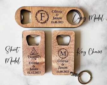 Personazlied Engraved Bottle Opener Wedding Gift for Guests Personalized Wooden Bottle Opener Personalizable Rustic Wood Bottle Opener