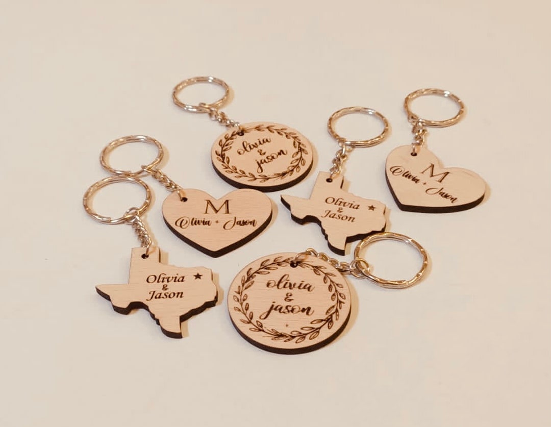 50pcs Personalized Keychains Bulk,Personalized Wedding Favors  For Guests,Engraved LEATHER Keychain, Hotel, Restaurant Logo Christmas  Private Customized(50 Pcs) : Handmade Products