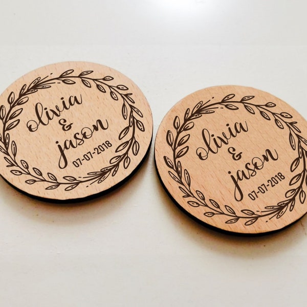 100 pcs aimant personnalisé pour invité de mariage, aimant en bois, cadeau de mariage personnalisé cadeaux de mariage personnalisés, aimant personnalisé mariage personnalisé