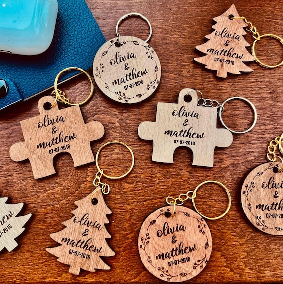 Personalized Wedding Favor KEYCHAIN Personalized Wooden Wedding Favor Personalized Wedding Thank You Gifts Favors for Guests Etsy