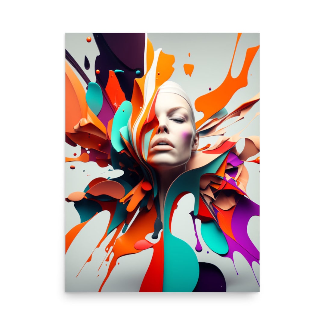 Contemporary Abstract Art Face Designs Abstract Splash Woman Portrait