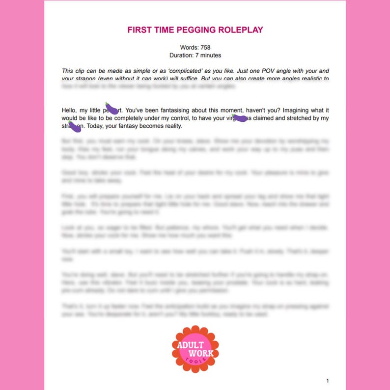 Pegging First Time Femdom Script for Video (Digital Download) image 4