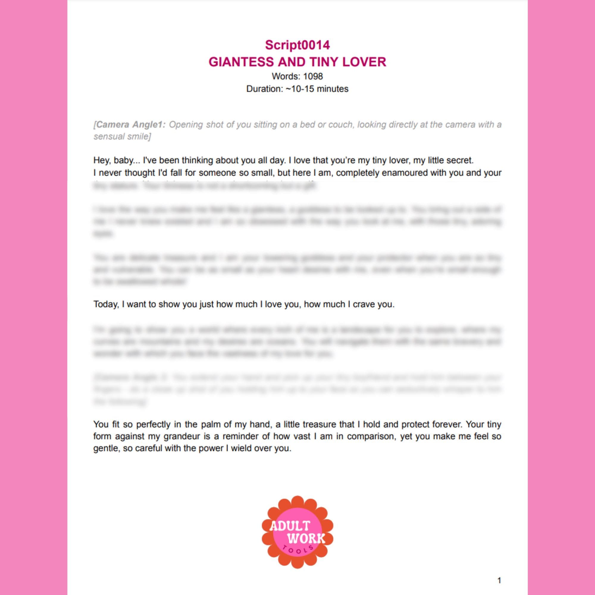 Gfe Script Giantess GFE Roleplay Script, Sexting, Audio, Video (digital Download ...