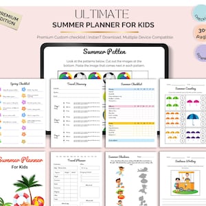 Summer Planner for Kids Printable and Digital | Daily Activity Schedule, Chore Chart, Vacation Countdown, Summer Camp Planner.