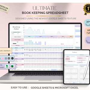 Book Tracker Spreadsheet Google Sheets Template | Digital Reading Log, Book List Organizer, TBR Tracker, Reading Habit Tracker for Book