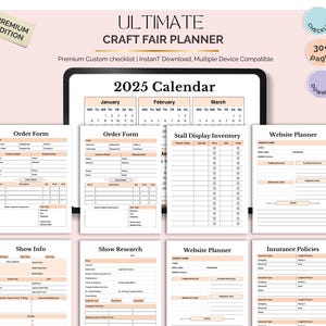 Craft Fair Planner Printable and Digital | Vendor Checklist, Booth Setup Organizer, Product Inventory Tracker, Sales Log.