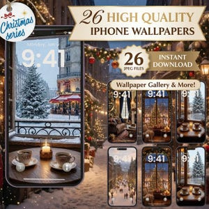 メガクリスマススマホ壁紙バンドル - ヴィンテージ、居心地の良いキャビン、自然と都市の冬の背景 - 美しいAndroid携帯ロック画面セット