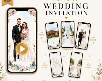 Animated Wedding Invitation Video, Elegant Personalized Invite (HD Video)