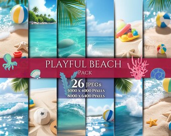 Playful Beach FULL Pack // Digital Background // Backdrop // Summer JPG // Digital Download // Beach // Stock Photo // Photo Design