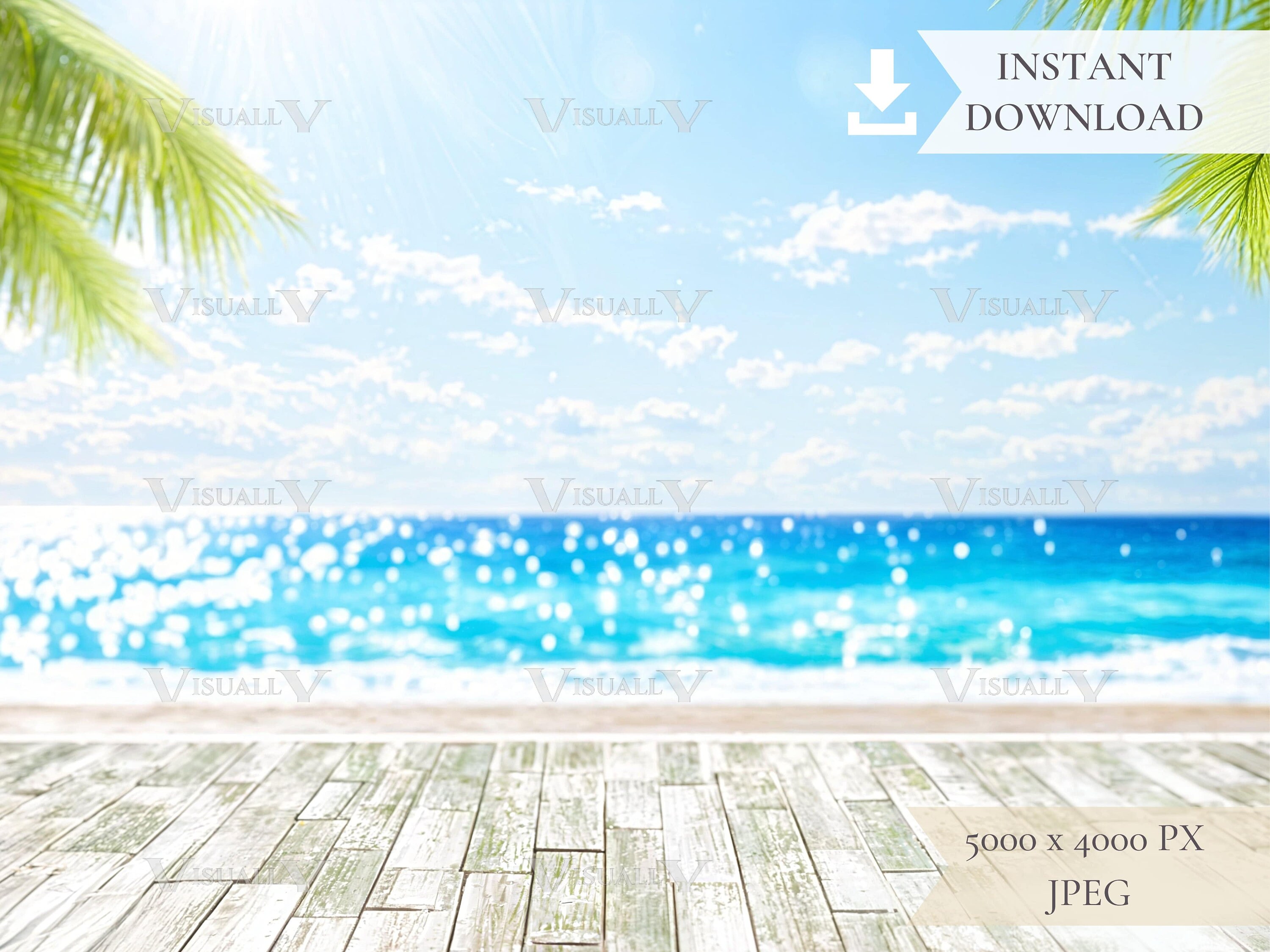 Foto de stock Fondo de playa digital, Fondo digital para exhibición de productos, Diseño de fotos, Maqueta, Descarga digital JPG