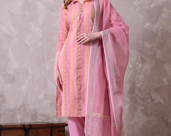 Straight Kurta Pant Dupatta Set, Indian Ethnic Wear for Women
