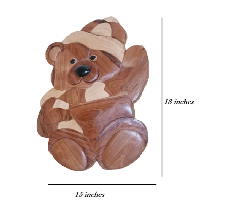 Beautiful Wooden Teddy Bear, Wall Hanging Art, Modern Art, Wall Decals
