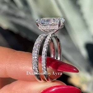 3 CT Radiant Cut Moissanite Diamond Engagement Ring Set Bridal Ring Set Gift For Her Wedding Band Promise Ring Unique Anniversary Ring Set