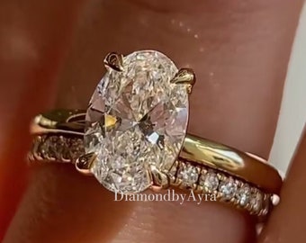 3 CT unico taglio ovale Moissanite nuziale set anello di fidanzamento regalo per il suo anello di promessa regalo di nozze anello elegante per anello regalo di anniversario