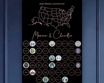 Mapa de viaje personalizado de los estados de EE. UU. - Regalo de aniversario para pareja